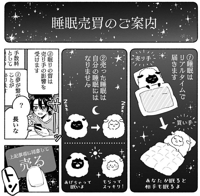 睡眠売買についての説明　©︎七瀬八／コアミックス