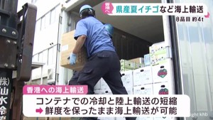 宮城県産夏イチゴ　初の海上輸送で香港へ　４道県８品目を仙台港から輸出