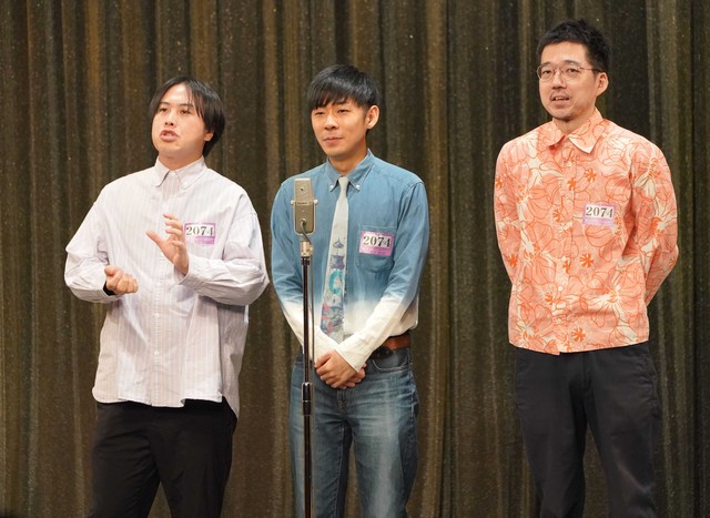 お笑いトリオ・トンツカタンの（左から）お抹茶、森本晋太郎、櫻田佑