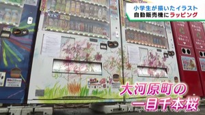 小学３年生が描いたイラストが自動販売機に　宮城・一目千本桜が描かれる