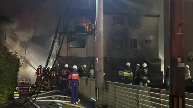 火事の現場　岡山・中区赤坂本町