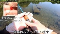 自作した“イクラちゃんルアー”で挑むシーン／埼玉ママチャリ小物釣りさん（@saitamakomonotsuri）提供