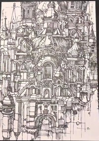 らびさんの頭の中に記憶されていたというお城（提供：自閉症画家らびさん）