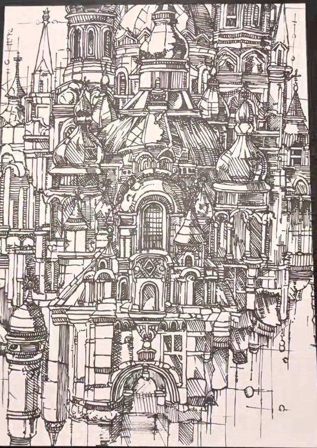 らびさんの頭の中に記憶されていたというお城（提供：自閉症画家らびさん）