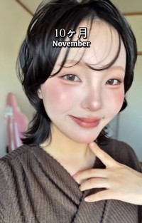 10カ月後（11月）のHANAさん。ミディアム丈に近づいてきた頃／HANAさん（_hana8787_）提供