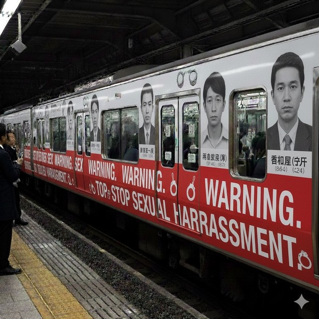 AIで生成された「痴漢撲滅ラッピング電車」のイメージ画像に称賛の声が殺到（画像提供：iwaさん）