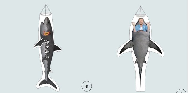 鯉のぼり温泉シャーク版、名入れバージョンと喰われバージョン