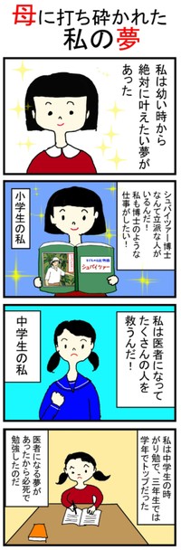 【漫画】『母に打ち砕かれた私の夢』1（桐衣朝子さん提供）