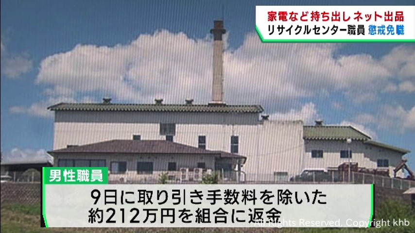 リサイクル家電製品など出品し不当に利益　リサイクルセンター職員を懲戒免職