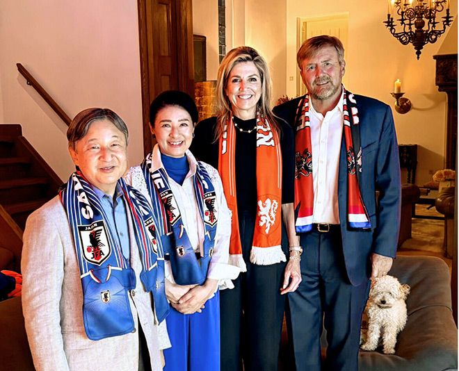 World Cup soccer brings Japanese, Dutch royal couples together