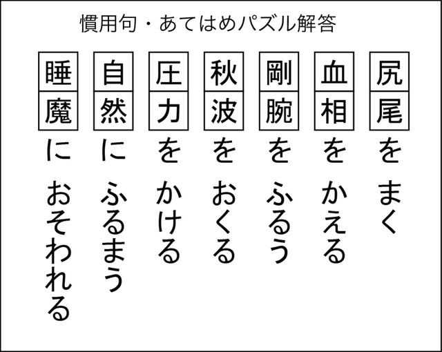 慣用句あてはめパズル解答