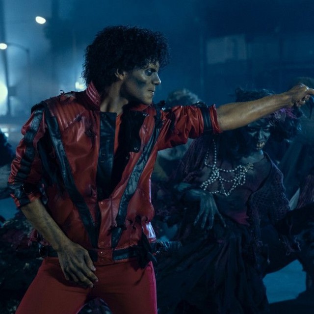 映画「Michael/マイケル」でマイケル・ジャクソンさんを演じるジャファー・ジャクソン　「スリラー」の場面