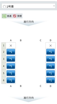 「快速うれしート」購入時の座席表