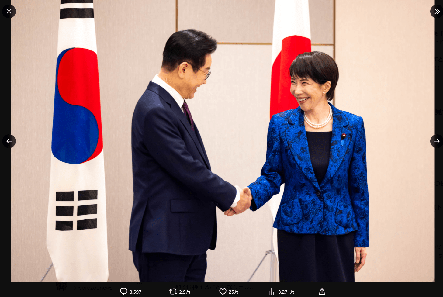 高市早苗氏のX（@takaichi_sanae）より