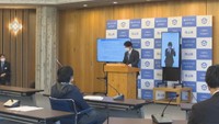 岡山県知事臨時記者会見の様子／岡山県庁　岡山・北区