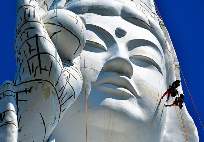 Team gets high on restoring 100-meter-tall statue in Sendai | The Asahi ...