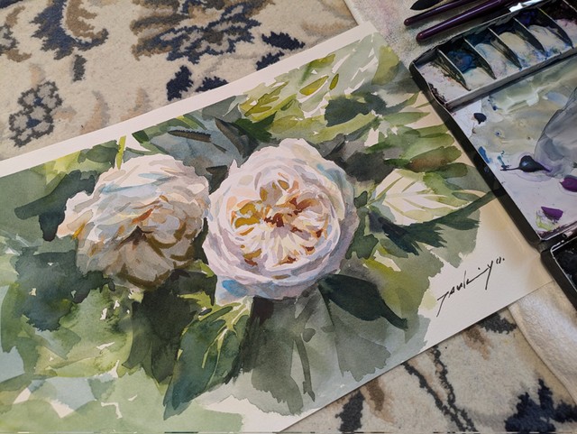 こちらはプロ用水彩絵の具で描いた小野さんの作品（提供：小野月世さん）