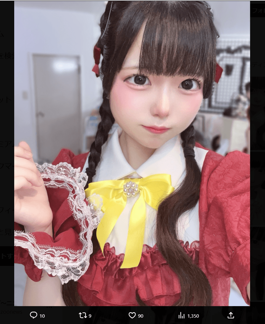 成宮れののX(＠reno_dollykiss)より