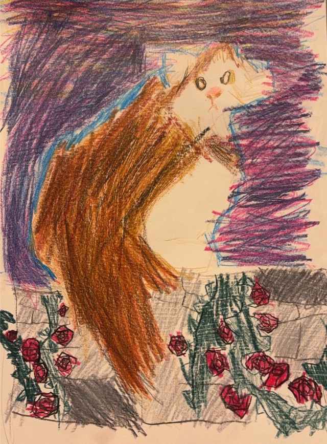 5歳の弟が描いた兄猫のシィクくん（「シィク / 猫アカ」さん提供）