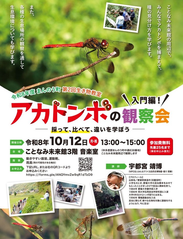 秋の風物詩・アカトンボの観察会　参加者募集中