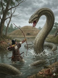 Google Geminiで生成した「大蛇退治」のイメージ画