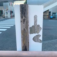 看板の裏が中指立てているみたい ※寵愛さん提供