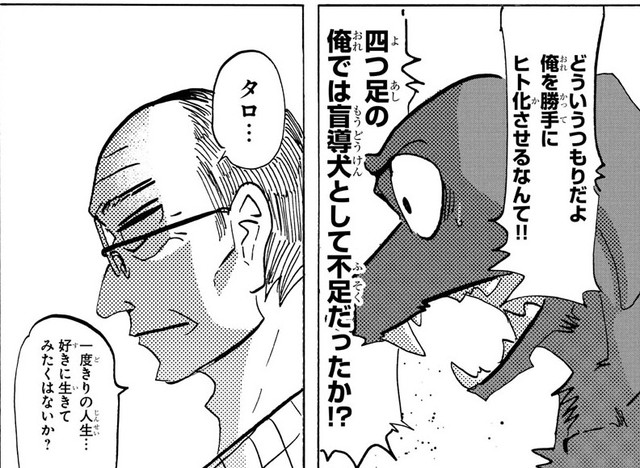 目が覚めるといつの間にかヒト化されていたタロ　ⓒ板垣巴留（秋田書店）2025