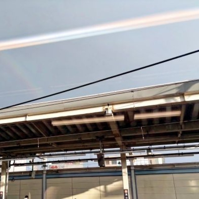 電車の窓から見えた美しい二重虹・ダブルレインボー（画像提供：ぷぎさん）