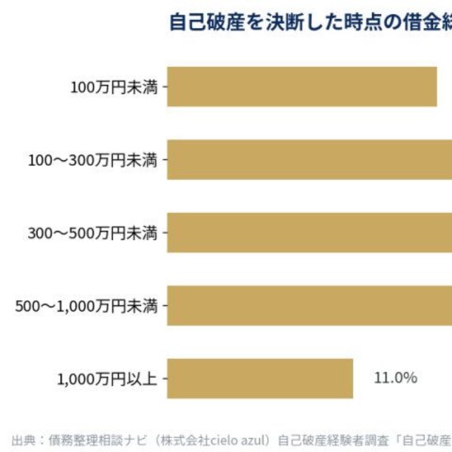 自己破産を決断した時点での借金総額（提供画像）