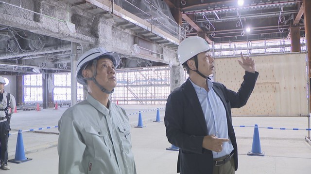 建設中の岡山市新庁舎を視察する大森市長　岡山・北区大供