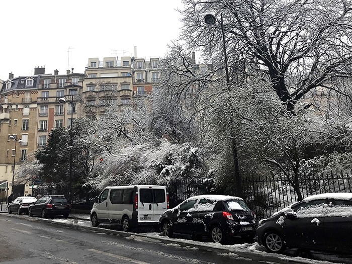 ちょうど大雪だったパリ