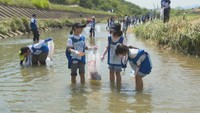 川をせき止め2kmにわたり清掃活動　約350人が参加　海に流出するごみの減少へ　香川