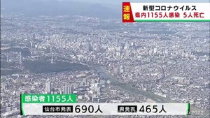 【詳報】宮城県で1155人感染　石巻市の医療機関でクラスター　患者5人死亡