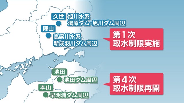 岡山・香川で取水制限
