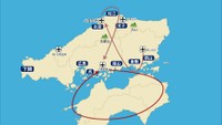 広島空港を出発した便は瀬戸内海の島々の上を遊覧飛行