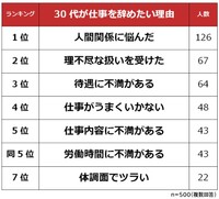 30代が仕事を辞めたい理由（提供画像）