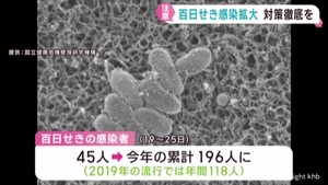 百日せきの感染者数　宮城県は過去最多ペースで増加　感染対策徹底を