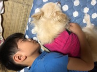 さくちゃんと一緒にお昼寝するクーちゃん