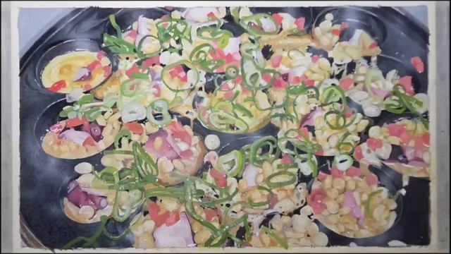 美味しく焼き上がりそうなたこ焼き…これが絵だとは信じられません。 ※山田めしがさんのX動画より抜粋