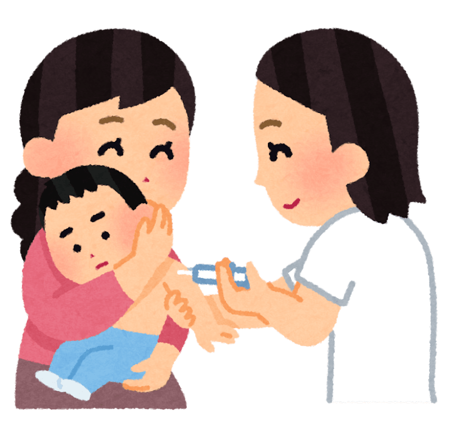 「麻疹」のワクチンは、1〜2歳の間に1回目、5〜7歳の間に2回目の合計2回の定期接種を