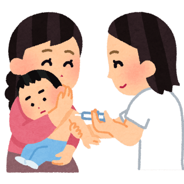 「麻疹」のワクチンは、1〜2歳の間に1回目、5〜7歳の間に2回目の合計2回の定期接種を