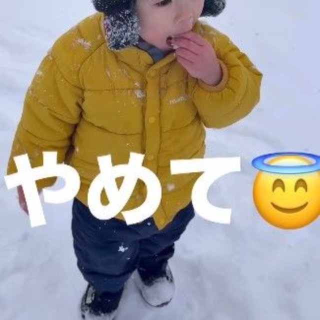 ついつい雪をぱくり……！（提供：＠fjen_a08さん）
