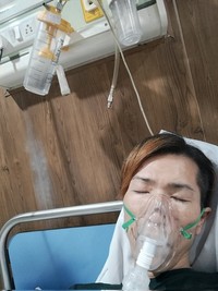 高熱で4日間の入院を余儀なくされたいのこうさん（いのこうさん提供）