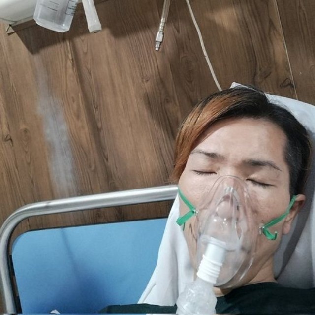 高熱で4日間の入院を余儀なくされたいのこうさん（いのこうさん提供）
