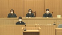 1審判決の法廷（高松地裁　4月）