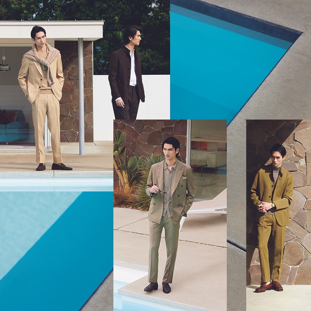 スーツがつくる陰影を楽しむ。<br>【春の到来、スーツの美学。】