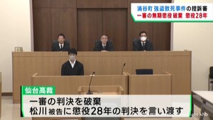 宮城・涌谷町強盗致死事件控訴審　一審の無期懲役判決を破棄し懲役２８年の判決　仙台高裁