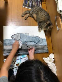 宿題のお供＝もずく＆こんぶ（保護猫・姉弟）さん（@mozukon_xiaomao）提供