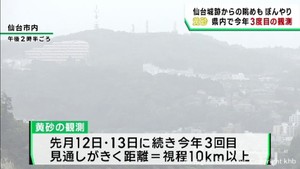 仙台で黄砂を観測　２０２３年３回目