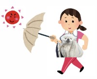 朝6時、犬のために日傘を差したら…（「いらすとや」の素材を使用し、「ポメラニアンの天くん！」さんが加工）